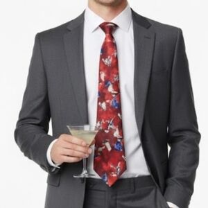 VTG Alexander Julian Colours Red Floral Watercolor Silk Tie